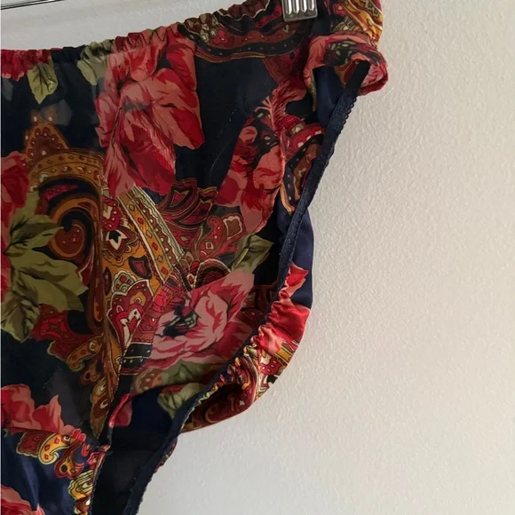 Victoria's Secret Navy Floral Lace Nightie 2pc Size M Gold Label 90s Coquette - Picture 9 of 12